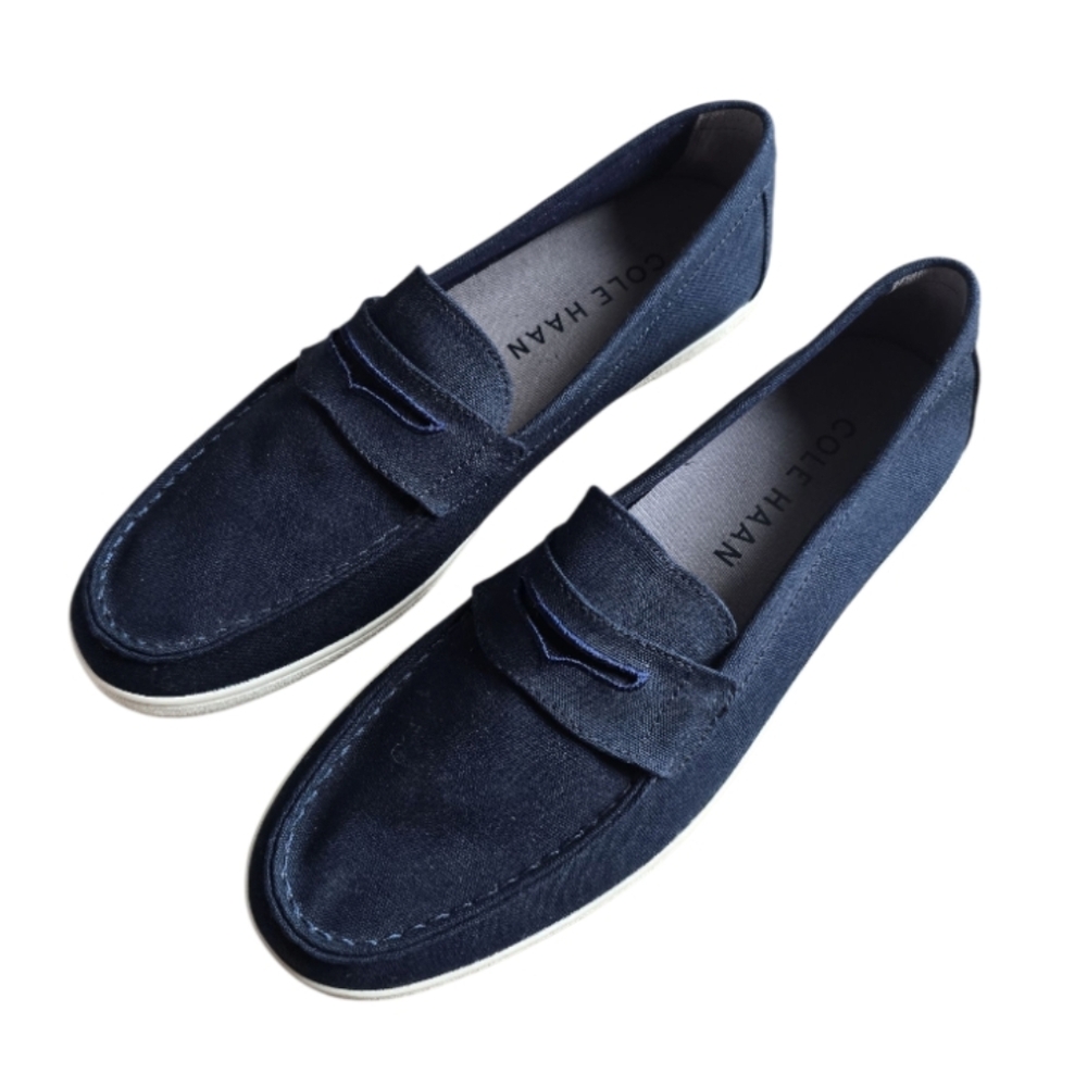 NEW Cole Haan Hyannis Penny Loafer Navy Canvas